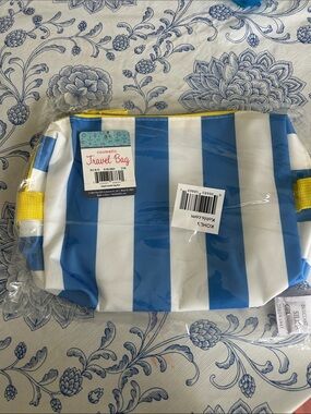Cosmetic Travel Bag - Blue & White Stripe